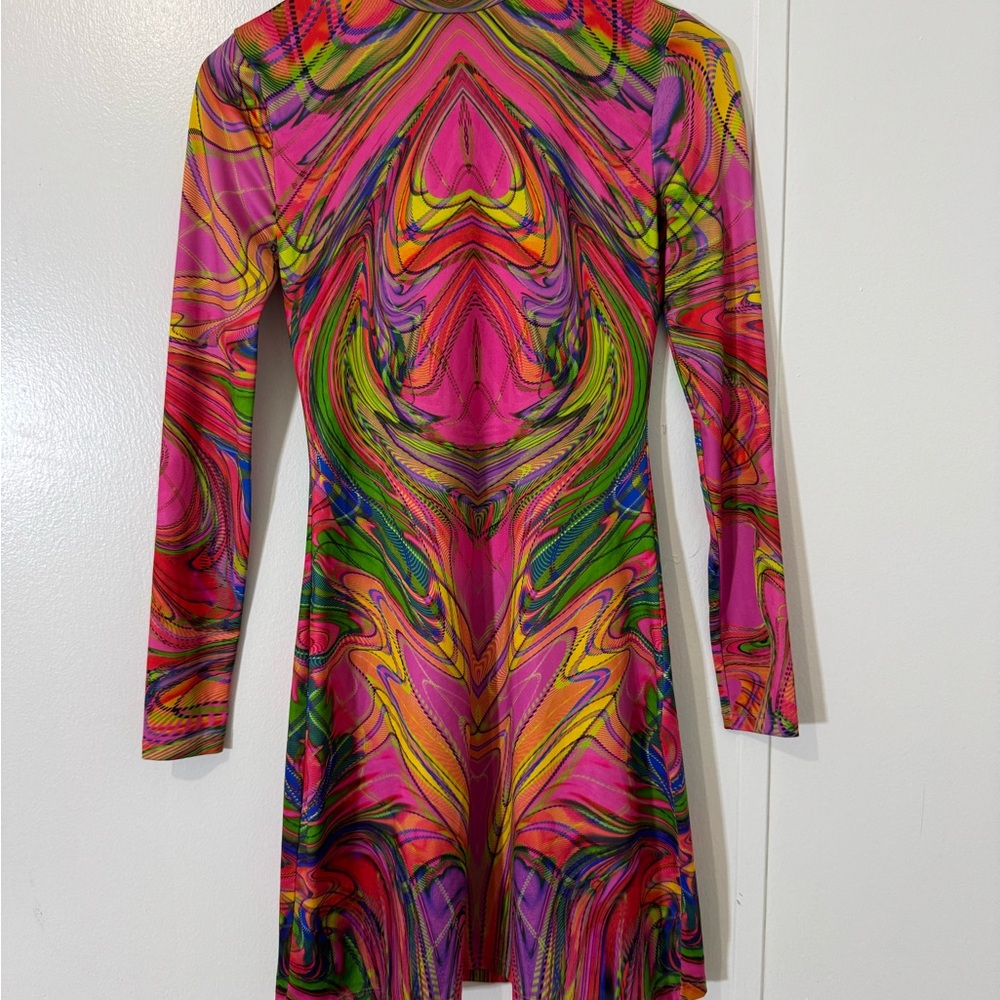 Desigual | Dresses | Desigual Pink And Orange Fit And Flare Long Sleeve  Dress | Poshmark